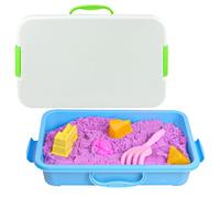 KYYGKY 2 PCS Bac à Sable avec Couvercle Bac à Sable en Plastique Bac Sensorielle Enfant avec Poignée Portable Plateau Plastique Rectangulaire 38 x 25 x 9 cm pour Eau, Sable, Perles