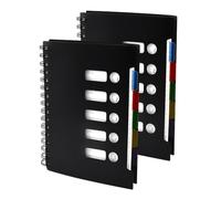 KYYGKY 2 PCS Cahier Spirale A5, Carnet à Spirale A5 avec Intercalaires Carnets de Notes 150 Feuilles Carnet Ligné Spirale Cahier Trieur avec 5 Onglets Cahier Connecté pour Ecole Bureau, Noir