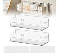 KYYGKY 2 PCS Étagère Salle de Bain, Étagère de Douche sans Perçage, Etagere Murale sans Perçage Cuisine, Rangement Salle de Bain Sans Percage Transparent pour Salle de Bain Cuisine Chambre