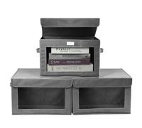 KYYGKY 3 PCS Boîte de Rangement en Tissu Pliable avec Poignées et Fenêtre Transparente pour Vêtements, Livres