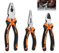 KYYGKY 3 PCS Pince Coupante, Pince à Bec Long, Pince à Couper, Pinces à Bec Aiguille, Pince à Bec Effilé, Pince à Bec Courbé, Jeu de Pinces en Acier au Carbone pour Industrie Réparation(6"/8")