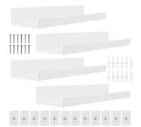 KYYGKY 4 PCS Étagère Flottante en Acrylique Blanc Étagères Murales Flottantes Étagère Murale Invisibles 30 cm Étagères Murales de Rangement Étagères Murales Déco avec Vis pour Maison Cuisine Salon