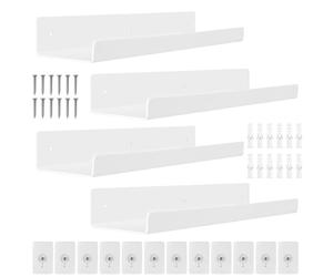 KYYGKY 4 PCS Étagère Flottante en Acrylique Blanc Étagères Murales Flottantes Étagère Murale Invisibles 30 cm Étagères Murales de Rangement Étagères Murales Déco avec Vis pour Maison Cuisine Salon