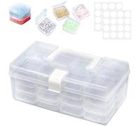 KYYGKY Boite Rangement Plastique Compartiment, Boîte de Rangement de Perles avec 32 Grilles Boîte à Bijoux Transparente Boîtes de Tri avec 2 Autocollants pour Bijoux, Strass, Vis, Petits Objets