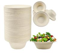 KYYGKY Lot de 100 Bol Jetable 340 ml Bols en Bagasse de Canne à Sucre Jetables Vaisselle Jetable Bol Jetable Bols en Papier Compostables Bols à Soupe Biodégradables pour les Aliments Chauds et Froids