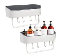 KYYGKY 2 PCS Organisateur de Douche, Rangement Douche Sans Percage Étagère Salle de Bain Porte Gel Douche avec Crochets Panier de Douche Sans Percage avec Autocollants pour Salle de Bain, Cuisine