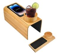 KYYGKY Plateau de Canapé en Bois, 41.5*34cm Plateau de Canapé Accoudoir Bambou Plateau Porte Gobelet Canapé Organisateur de Canapé Support Accoudoir Flexible et Pliable pour Tasse Snacks Télécommande