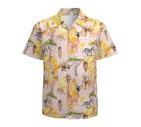 KyywDns Chemise hawaïenne à manches courtes boutonnée pour homme, Animaux africains., M
