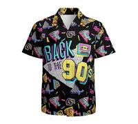 KyywDns Chemise hawaïenne boutonnée à manches courtes pour homme, 90, L