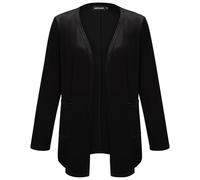 Kyzoeyou Cardigan en velours pour femme - Ouvert à l'avant - Long boléro - Manches longues - Ouvert à l'avant - Col en V - Blazer élégant, b-noir, XL