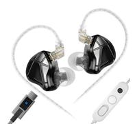 KZ Axas Écouteurs de jeu filaires avec basses profondes IEM pour jeu, appels vidéo, HiFi, suppression du bruit, compatibilité musicale pour téléphone (noir, microphone USBC)