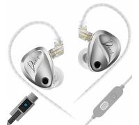 KZ Duonic Live Streamer HD Écouteurs à double micro, précision FPS Sound Esport IEM, mode DSP, écouteurs audio de jeu tout-en-un (DSP avec micro, standard argenté)