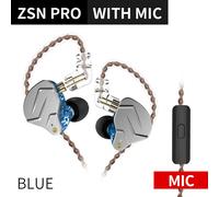 KZ-Écouteurs intra-auriculaires Zmersible PRO 1BA 1esse Hybrid Drive,oreillettes HiFi Metal Bass,casque de musique sportive,câble de subdivision ZS10 PRO ZSX ZSTX - Type Blue with mic