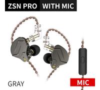 KZ-Écouteurs intra-auriculaires Zmersible PRO 1BA 1esse Hybrid Drive,oreillettes HiFi Metal Bass,casque de musique sportive,câble de subdivision ZS10 PRO ZSX ZSTX - Type Gray with mic