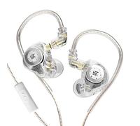 KZ EDX Pro in Ear Monitor, 10MM Dual Magnetic Dynamic Unit Low Frequency HiFi Earphone Headphone avec 0.75MM 2PIN Design Cable Amovible (Blanc Translucide, avec Micro)