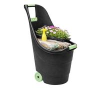 KZ GARDEN - Chariot de jardin 62L 2 roues - Transport Bois, Terreau, Plantes Trolley Plastique robuste recyclé Noir