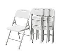 KZ GARDEN - Lot de 4 Chaises Pliantes Blanches 45.5 x 51 x 85cm Plastique renforcé Chaise d'appoint Intérieur/Extérieur Jardin Récéption Camping