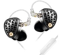 KZ Phantom Écouteurs de jeu Hi-Fi en métal IEM, écouteurs intra-auriculaires avec grand pilote dynamique, réglage de l'effet sonore, câble argenté amovible et remplaçable (noir, avec microphone)