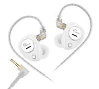 KZ Taurus Écouteurs filaires horizontaux à double structure dynamique pour jeu, son clair, écouteurs HiFi stéréo IEM avec câble amovible pour audiophile (blanc, sans micro)