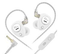 KZ Taurus Écouteurs filaires horizontaux à double structure dynamique pour jeu, son clair, écouteurs HiFi stéréo IEM avec câble amovible pour audiophile (blanc, avec micro)