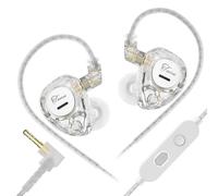 KZ Taurus Écouteurs filaires horizontaux à double structure dynamique pour jeu, son clair KZ IEM, écouteurs HiFi stéréo IEM avec câble amovible pour audiophile (transparent, avec micro)