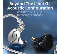 KZ ZAX casque 16 unités HIFI basse dans l'oreille moniteur technologie hybride écouteurs antibruit écouteurs 7BA + 1DD Sport casque ZAX Silver No Mic
