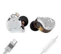 KZ ZS10 PRO - Casque filaire USB C de type C - Casque de surveillance auriculaire 4BA + 1DD à 5 pilotes - Écouteurs filaires USB C, clarté HiFi, basses immersives IEM pour jeu (USB C avec micro, noir)