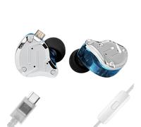 KZ ZS10 PRO - Casque filaire USB C de type C - Casque de surveillance auriculaire 4BA + 1DD à 5 pilotes - Écouteurs filaires USB C, clarté HiFi, basses immersives IEM pour jeu (USB C avec micro, bleu)