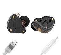 KZ ZS10 PRO Casque filaire USB C de type C pour moniteur auriculaire, 4BA + 1DD 5 pilotes, écouteurs de jeu filaires USB C, clarté HiFi, basses immersives, IEM pour jeu (USB C avec micro, noir mat)