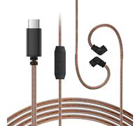 KZ ZS10 Pro IEM - Câble pour écouteurs USB C de type C, CCZ C02 OFC pour moniteur intra-auriculaire ZS12 PRO X, ZSN PRO X, EDX PRO, ZAR, ZA12, Castor, ZAS, PRX, CCA CRA (broches QDC avec micro, marron