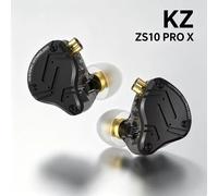 KZ ZS10 Pro X 4BA 1DD Écouteurs intra-auriculaires hybrides avec driver dynamique de 10 mm, câble détachable 2 broches de 0,75 mm, boîtier métallique, pour le gaming et l'audio haute fidélité, pour Bl