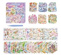 KZARYVEXIS 20 Thèmes Autocollants 3D pour Maison,3D Stickers Scènes Miniature,Cadeau DIY Amusant et Adorable pour Enfants et Adultes,Avec Pincette (violet, 16×15×2.7cm)