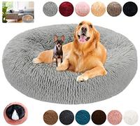 KZhanmy Panier Chien Rond Déhoussable, Grande Taille Apaisant Coussin Lavable Anti-dérapant Anti-stress, Lit Moelleux en Doux, Grand et Moyen Tapis, 12 Couleurs