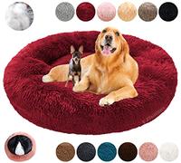 KZhanmy Panier Rond Déhoussable pour Chien - Grande Taille Apaisant Coussin Lavable Anti-dérapant Anti-stress, Lit Moelleux en Doux, Grand et Moyen Tapis, 12 Couleurs