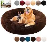 KZhanmy Panier Rond Déhoussable pour Chien - Grande Taille, Coussin Apaisant Lavable Anti-dérapant Anti-stress, Lit Moelleux en Doux, Grand et Moyen Tapis, 12 Couleurs
