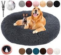 KZhanmy Panier Rond Déhoussable pour Chien - Grande Taille, Coussin Apaisant Lavable Anti-dérapant Anti-stress, Lit Moelleux en Doux, Grand et Moyen Tapis, 12 Couleurs