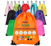 KZhanmy Sacs à dos à cordon de serrage avec logo personnalisé, sac à dos à cordon de serrage personnalisé en vrac, sacs quotidiens de voyage de sport de gym légers, Orange, L, Décontracté