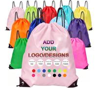 KZhanmy Sacs à dos à cordon de serrage avec logo personnalisé, sac à dos à cordon de serrage personnalisé en vrac, sacs quotidiens de voyage de sport de gym légers, rose, L, Décontracté