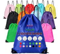 KZhanmy Sacs à dos à cordon de serrage avec logo personnalisé, sac à dos à cordon de serrage personnalisé en vrac, sacs quotidiens de voyage de sport de gym légers, bleu, L, Décontracté