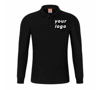 KZHPLXQ Polo Personnalisé avec Logo, Polo Unisexe À Manches Longues Personnalisé pour Hommes et Femmes, Uniforme D& 定制 39;équipe, Vêtements Décontractés Black,M