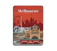 KZIWQ Affiche de voyage rétro vintage Melbourne Australie Affiche rétro Panneau en métal Peinture sur fer rétro pour bar Homme Cave Café Famille Garage Affiche Décoration murale 20x30cm