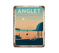 KZIWQ Affiche de voyage vintage Anglet Pays Basque Affiche rétro Plaque en métal Peinture sur fer rétro pour bar Homme Cave Café Famille Garage Affiche Décoration murale 15x30cm