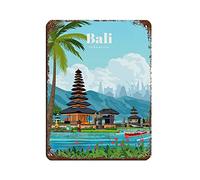 KZIWQ Affiche de voyage vintage Bali Indonésie Affiche rétro Plaque en métal Peinture sur fer rétro pour bar Homme Cave Café Famille Garage Affiche Décoration murale 20x30cm