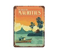 KZIWQ Affiche de voyage vintage de l'île Maurice, affiche rétro, plaque en métal, peinture sur fer rétro pour bar, caverne, café, famille, garage, affiche, décoration murale, 20 x 30 cm