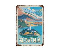 KZIWQ Affiche de voyage vintage Slovénie Affiche rétro Panneau en métal Art chic Peinture sur fer rétro Bar Personnes Cave Café Famille Garage Affiche Décoration murale 20x30cm