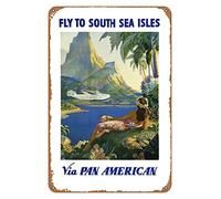 KZIWQ Pan Am Clipper - Voyage vers les mers du Sud Plaque en métal Décoration vintage Art pour la maison Cuisine Bar Café Club Cave Décoration murale Plaque en étain rétro 30x40cm