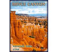 KZIWQ Panneau publicitaire en métal pour voyage dans le parc national de Bryce Canyon, Utah, États-Unis, 20 x 30 cm