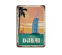 KZIWQ Panneaux en métal en étain DUBAI Travel Tin Signs Intérieur et extérieur Maison Bar Café Cuisine Décoration murale 30x40cm