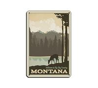 KZIWQ Panneaux en métal Montana Funny Travel Tin Signs Bar Coffee Home Room Art Plaque murale Décor Cadeau Extérieur Intérieur 30x40cm