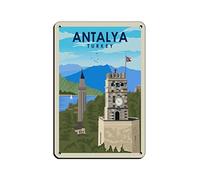 KZIWQ Plaque en métal Antalya Turquie Vintage Décor Art Signe Maison Cuisine Bar Café Club Cave Décoration murale Rétro Voyage Plaque en étain 30x40cm